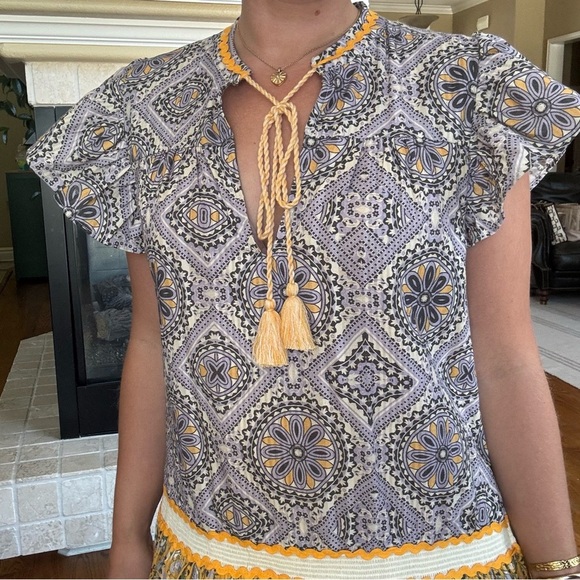 Forever That Girl Ruffle Drop Waist Tunic Dress Boho Bright Print XS Formal - Picture 4 of 9